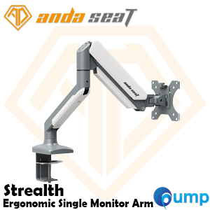 Anda Seat Stealth Single Monitor Arm - White - AD-W-A6L-1T-FW