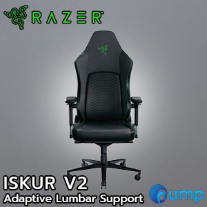 Razer Iskur V2 - Black / Green Gaming Chair with Adaptive Lumbar Support